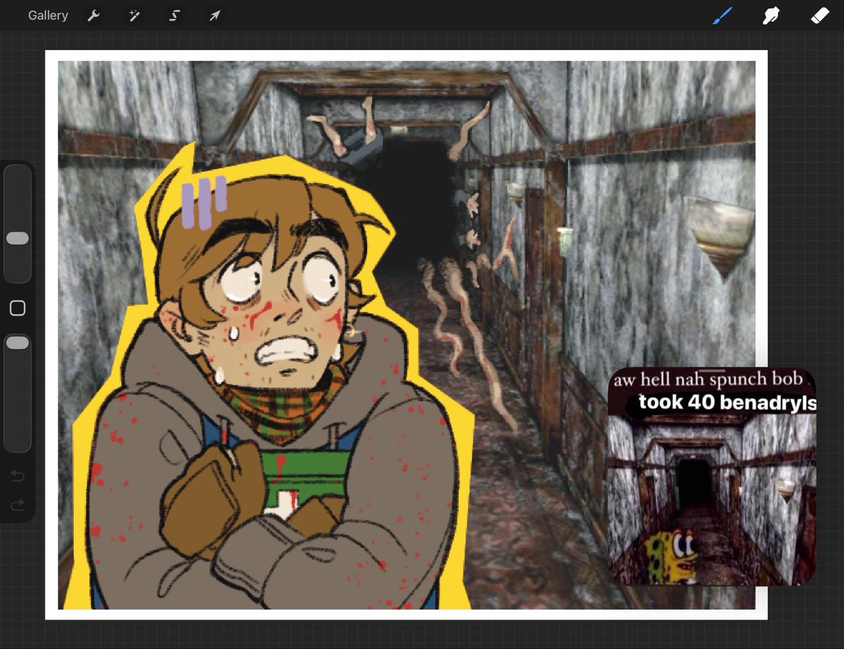 hexadonis's tweet photo. fuck it. bryan in the silent hill hallway sticker done #ResidentEvil https://t.co/2VFkMUdWjv
