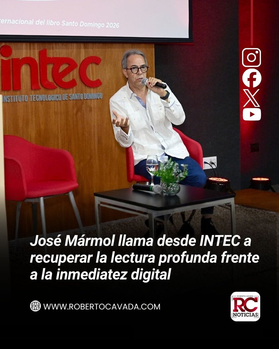 rcavada's tweet photo. José Mármol llama desde INTEC a recuperar la lectura profunda frente a la inmediatez digital
https://t.co/N5OcTSNupK
#RobertoCavada #RCNoticias #JoséMarmol #INTEC #LecturaProfunda #InmediatezDigital https://t.co/JddazpBtoP