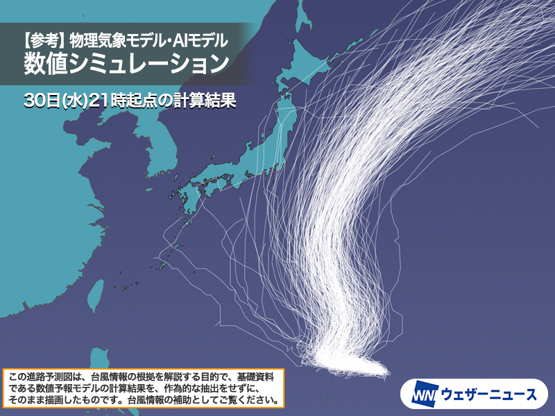 wni_jp's tweet photo. 【台風情報】
10月1日(木)9時現在、台風27号(チョーイワン)はマリアナ諸島近海を西に進んでいます。
明日以降は北に進路を変えて発達し、明後日には強い勢力となる見込みです。来週には小笠原諸島に近づく可能性があります。
https://t.co/cANkz9Ph2Q https://t.co/ohV6GLW9M0