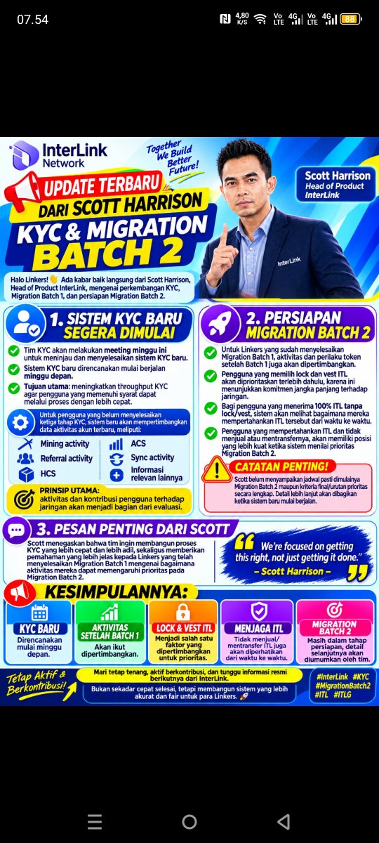 jurialviano's tweet photo. 📢 UPDATE TERBARU DARI SCOTT HARRISON — KYC &amp; MIGRATION BATCH 2

Halo Linkers! 👋

Ada kabar baik langsung dari Scott Harrison, Head of Product InterLink, mengenai perkembangan KYC, Migration Batch 1, dan persiapan Migration Batch 2.

#InterLink #KYC #MigrationBatch2 #ITL #ITLG https://t.co/O01KtlX4qu