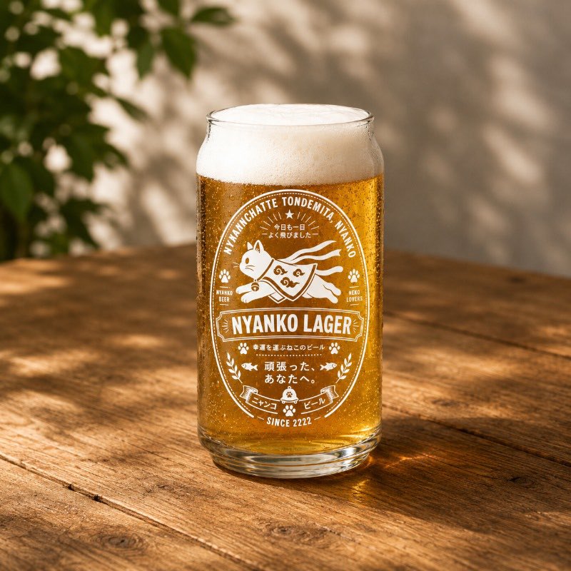 aruBuy's tweet photo. 猫式会社ニャントリーより
今回は、ニャンコビールのラベル【NYANKO LAGER】をホワイトでプリントした缶型グラス。
にゃんちゃって飛んでみたニャンコが今日も一日、よく飛びました。
幸運を運ぶねこのビール。
頑張った、あなたへ。