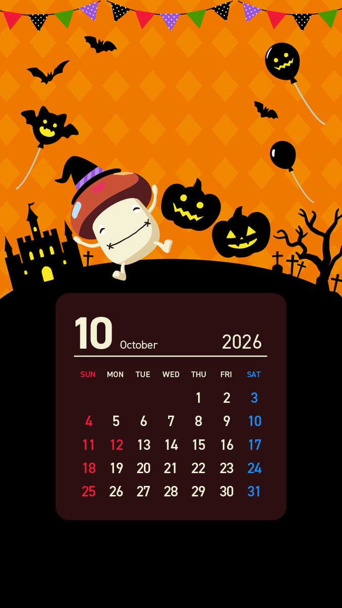 docomo's tweet photo. ╭━━━━━━━━━━━━━━╮
📢10月の��コモダケカレンダー🍭
╰━ｖ━━━━━━━━━━━━╯

今日から10月
10月といえばハロウィンですね🎃
#ドコモダケ もお菓子をもらえるかな？

ぜひ画像を保存して
待ち受けに設定してくださいね♪

#カレンダー #壁紙 https://t.co/CrxfMuW8Oi