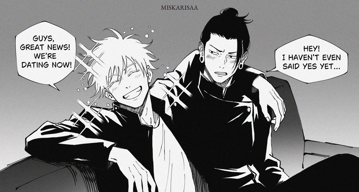 miskarisaa's tweet photo. ofc he’s totally on board, he’s just teasing Satoru 🤍 ~

#jjk #五夏 #satosugu #geto #gojo https://t.co/CvHHS3MXAd