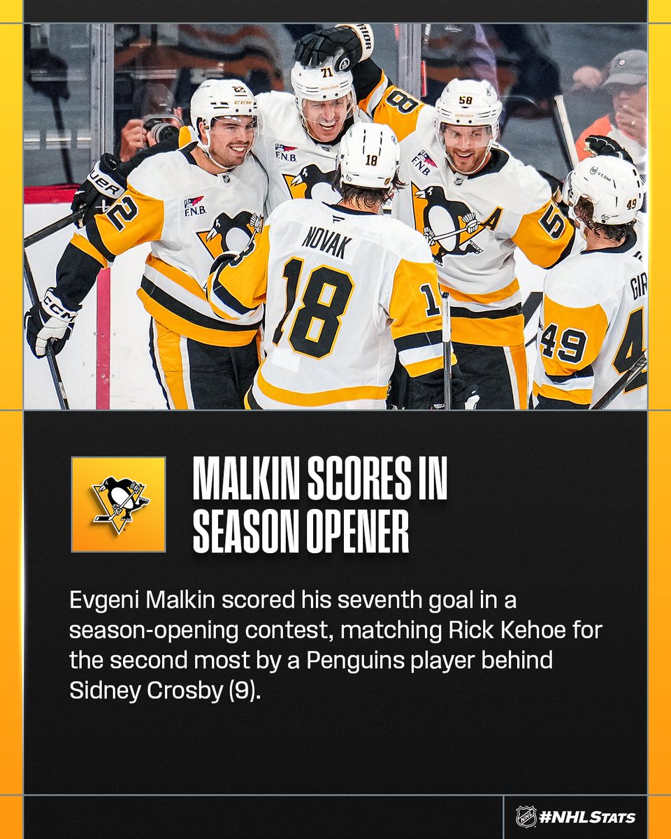 NHLPR's tweet photo. Evgeni Malkin scored on the power play for the @penguins, recording his 100th career point versus the Flyers in the process. #NHLFaceOff

#NHLStats: https://t.co/yBMnhb1oWE https://t.co/HXw390LWx5
