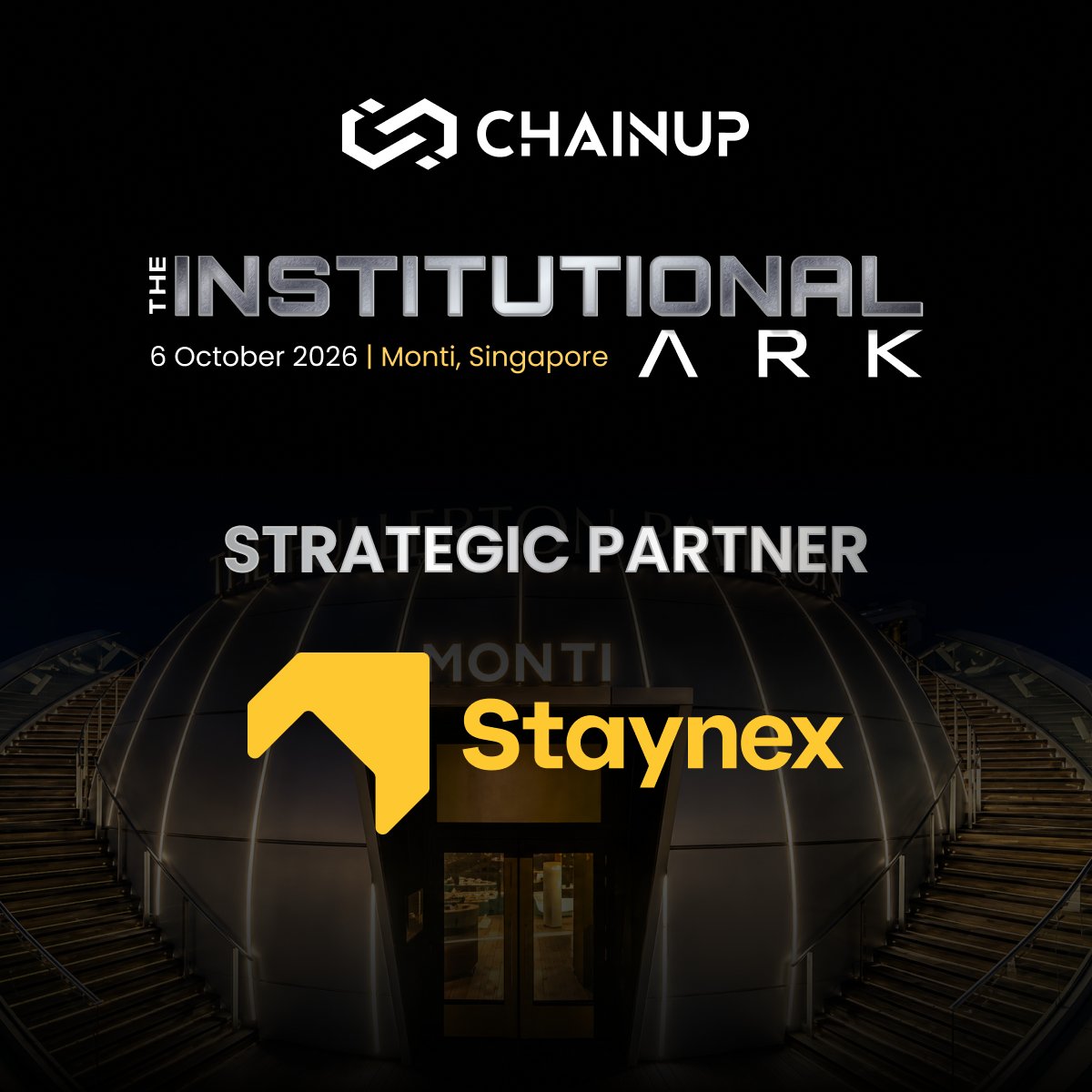 ChainUpOfficial's tweet photo. Powering AI-driven travel and executive networking: @staynexcom 𝐣𝐨𝐢𝐧𝐬 𝐓𝐡𝐞 𝐈𝐧𝐬𝐭𝐢𝐭𝐮𝐭𝐢𝐨𝐧𝐚𝐥 𝐀𝐫𝐤 𝐚𝐬 𝐚𝐧 𝐨𝐟𝐟𝐢𝐜𝐢𝐚𝐥 𝐒𝐭𝐫𝐚𝐭𝐞𝐠𝐢𝐜 𝐏𝐚𝐫𝐭𝐧𝐞𝐫. 

Staynex is the operating system for AI-curated social travel and events. Travel used to ask where you should go; Staynex asks who you should go with, and what you should do together.

Partners — exchanges, card issuers, communities and event organisers — launch their own branded Curated Social Travel Club, booking stays, flights and experiences alongside side events, with AI concierge matching travellers to the right people for each event week. The partner keeps its customer relationship; Staynex owns the trip graph. It works for any event week where the side-event economy outweighs the main stage.

🤝 𝐂𝐨𝐧𝐧𝐞𝐜𝐭 𝐎𝐧-𝐒𝐢𝐭𝐞: Meet the Staynex executive team alongside capital allocators and digital asset leaders on 6 October 2026 at Monti at 1-Pavilion.

⏳ 𝐎𝐧𝐥𝐲 6 𝐝𝐚𝐲𝐬 𝐥𝐞𝐟𝐭. 𝐒𝐞𝐜𝐮𝐫𝐞 𝐲𝐨𝐮𝐫 𝐢𝐧𝐯𝐢𝐭𝐚𝐭𝐢𝐨𝐧: https://t.co/SRByesBuA6

#CUatToken2049 #TheInstitutionalArk #TOKEN2049 #TOKEN2049SideEvent #Web3 #B2BNetworking