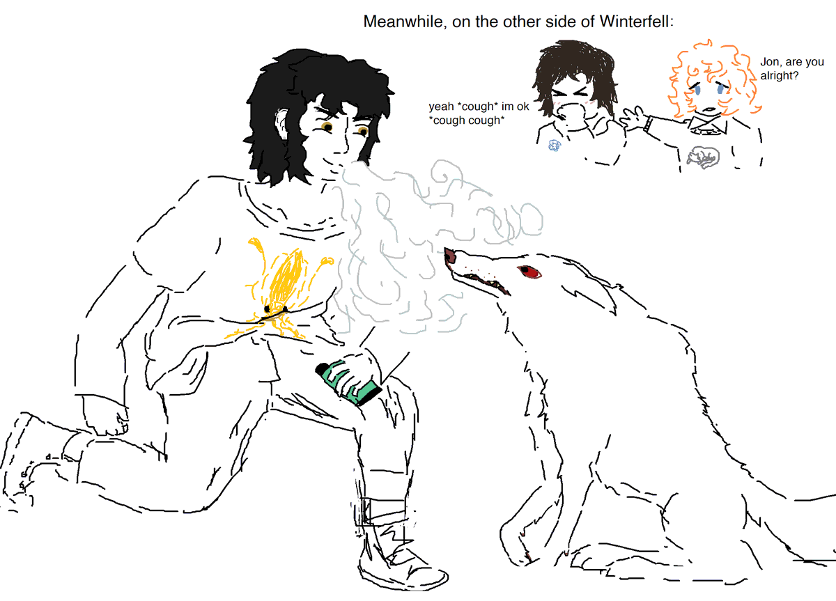 NightSkyHandFan's tweet photo. "first of all it's not smoke it's some other shit..." - Theon Greyjoy, Jon Chapter 2 AGOT. https://t.co/2987CvXbG7