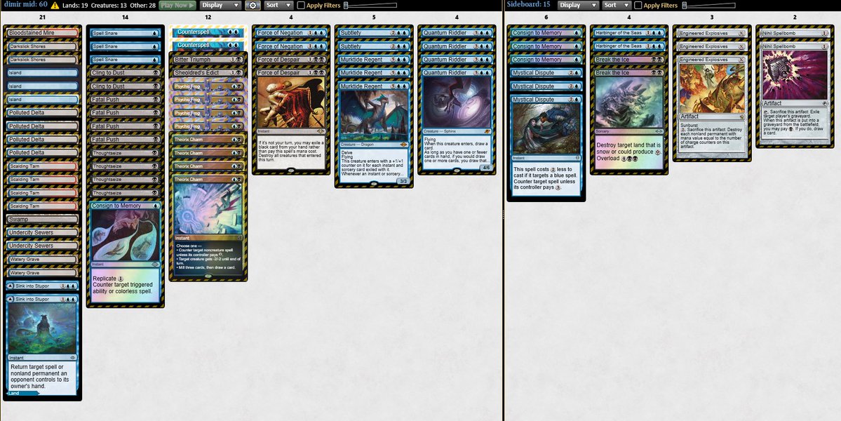 mami_mtg's tweet photo. Some modern decks i’ve been thinking of since the modern RC are approaching. I’ve tried the UB theorix Murktide deck and it is very good, murk is well positioned at the moment and the new charm helps casting it on t3 consistently while being a decent card. @fireshoes https://t.co/RM8nICWeYI