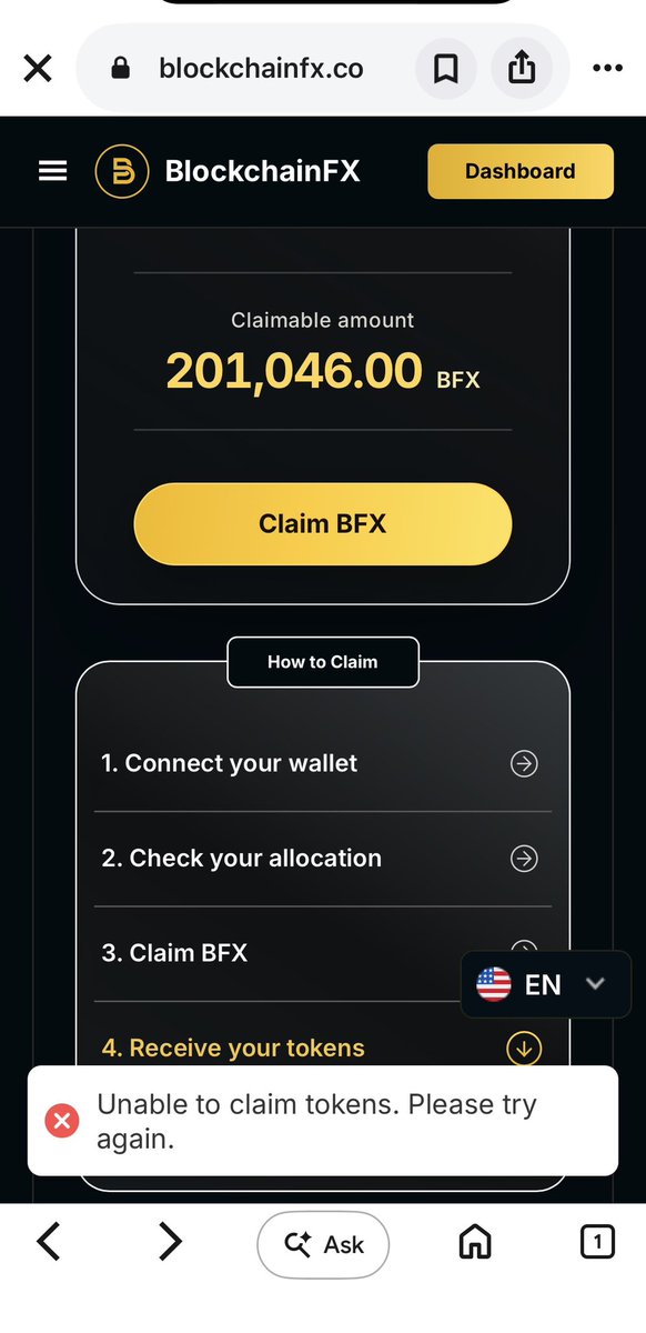 JwOoD4ever's tweet photo. @BlockchainFXcom 
Can’t claim my BFX keeps coming up with an error. https://t.co/CU3GU5RLTn
