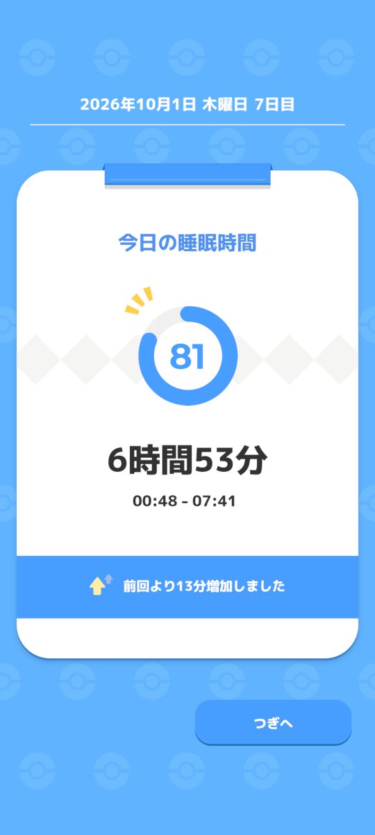 kou64bit's tweet photo. 今日の睡眠スコアは81
睡眠タイプはすやすやタイプ
#ポケスリ
#FitbitAir
#ひきこもり https://t.co/r98PZT6myC