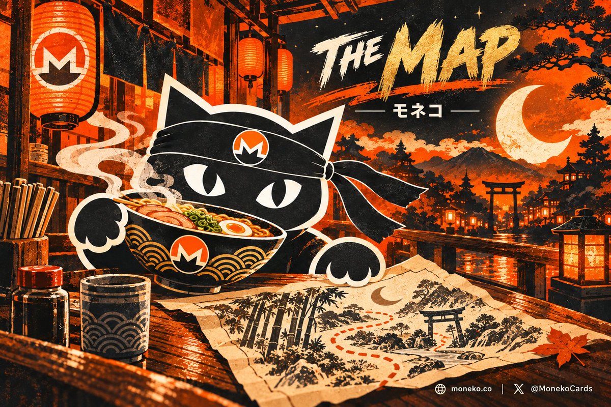 MonekoCards's tweet photo. Back from the stars, Moneko wanted one quiet bowl of ramen.

Underneath it: a map.
On the map: a shrine.
Beside the shrine: his own paw print.
Someone was expecting him.
solana:82CfUnavgMwUzY1UkUnWpqKMRPqoBuSb15VnEjn1yx9a モネコ
https://t.co/4x9XYidIvU https://t.co/1vIre7ma57