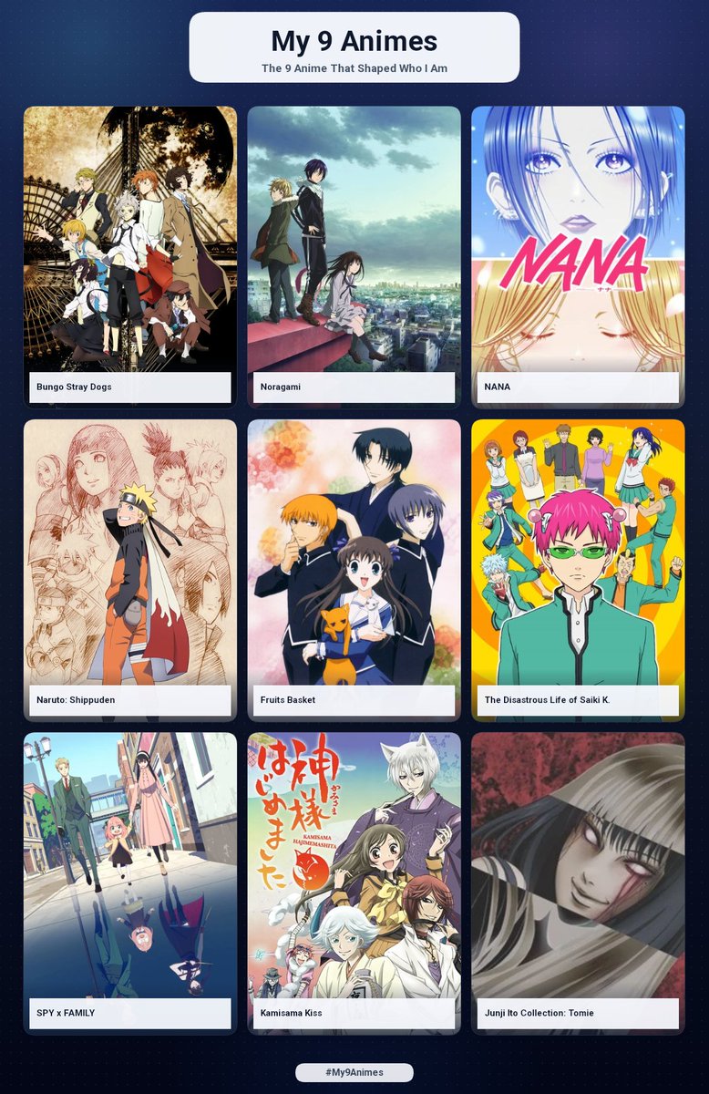 jngwdz's tweet photo. my top 9 animes ☘️🫡 https://t.co/JXLPkoBP9i