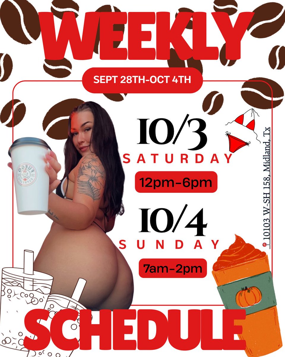 baristabrookee's tweet photo. Don’t miss me this weekend ☕️🍁
📍10103 W-SH 158, Midland, Tx 💫 https://t.co/XJB6NmBbNK