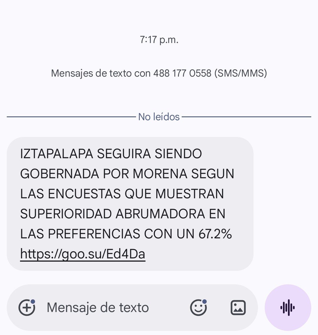 DanLance12's tweet photo. @CarlosLoret Mi numero esta bloqueado, pues nunca lo registre. No me llegan llamadas ni mensajes del banco, pero si me llega esto: propaganda de Morena queriendome convencer de que van adelante en las encuestas. 
Para eso quieren tener el control de los numeros telefonicos.
#CompartePorFavor https://t.co/eibaEVCTE6