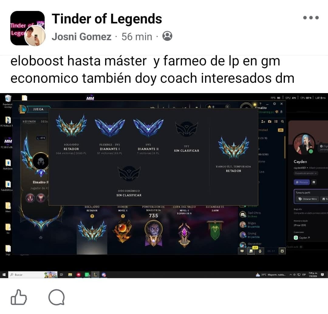 ErWight's tweet photo. Hola @NickDaboom, es legal que un participante del @sboomchallenge Haga Elobosted y farmeo de LP en GM? 

Nota: Hay una posibilidad que alguien este suplantando la cuenta del @elmalitoo1 https://t.co/fXMHm35R66