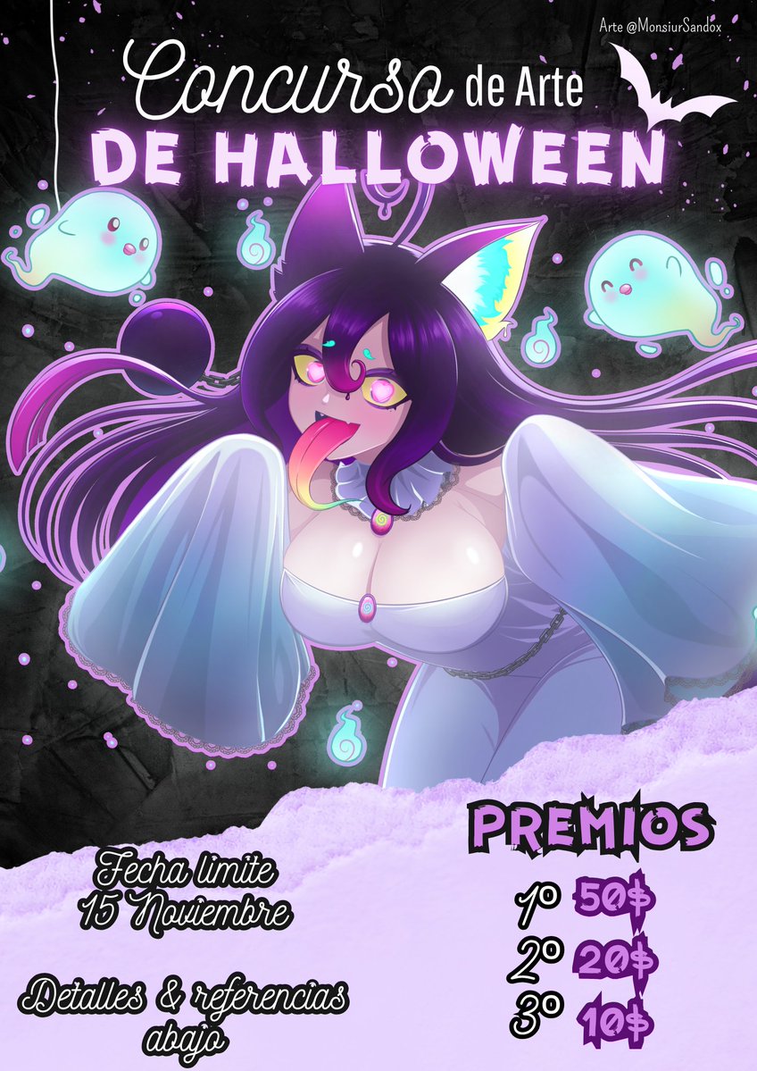 PochitaVTber's tweet photo. 🎃👻 ¡CONCURSO DE ARTE DE HALLOWEEN! 👻🎃

¿Os animáis a dibujarme en mi forma más ESPECTRAL? 💜✨

Tenéis hasta el 15 de Noviembre para participar y podéis ganar:

🥇 50$
🥈 20$
🥉 10$

📌 Todos los detalles abajo, leed bien!
¡Estoy deseando ver vuestras obras! 🥺💜
#PochiArtTV #SpookyPochi #ArtContest #VTuber