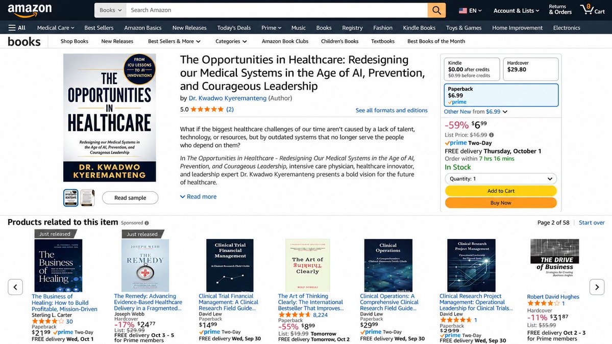 GHarringtonMSHC's tweet photo. A reformer explains how to keep patients out of the #ICU. Two brothers explain how to make clinical practice pay. #Amazon served them up together.
https://t.co/u2LiFqtGLn https://t.co/lsqbZq4dYp