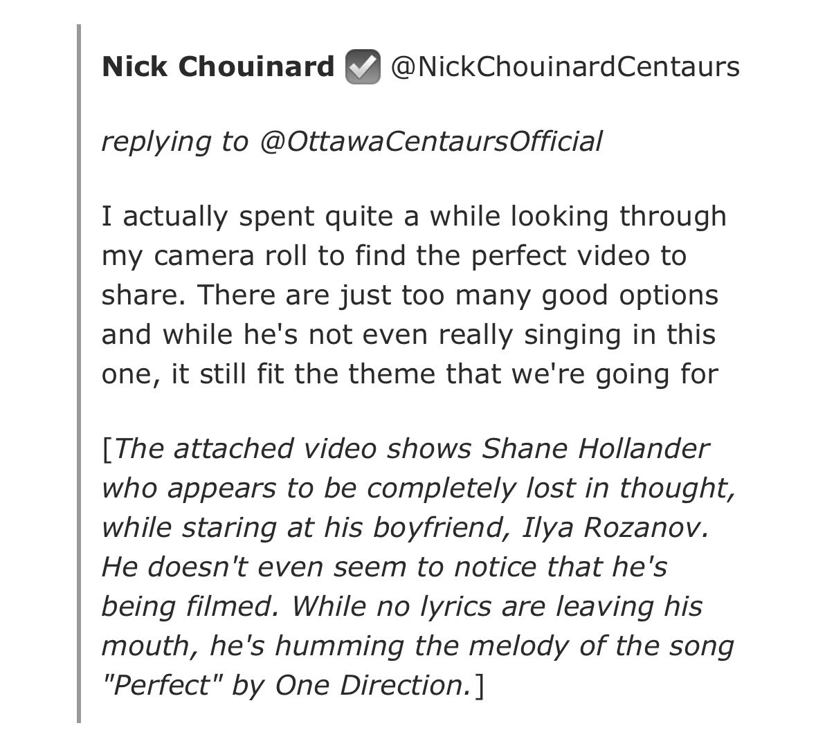 TaniaDianxia's tweet photo. Shane Hollander can sing 🎶🎤 https://t.co/KAl65cEKIg