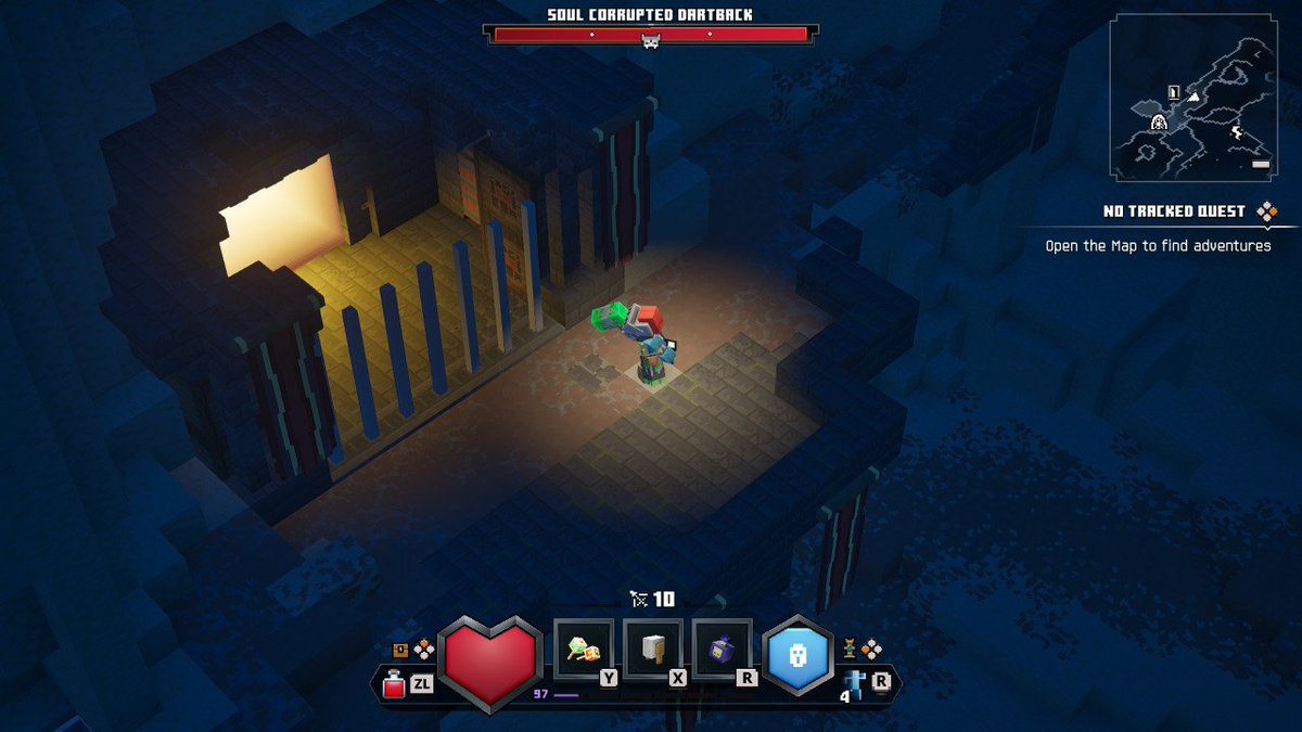 ScribCil's tweet photo. Does anyone know how to get in here or is this meant for some type of DLC? (The health bar is a bug) #mcDungeons2 #minecraft https://t.co/pbvIBjDHju