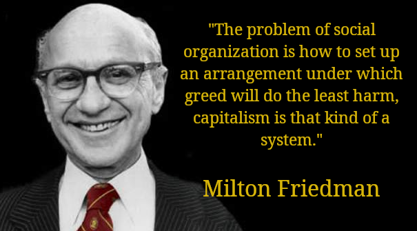 Anarchy_Wear's tweet photo. "The problem of social organization is how to set up an arrangement under which greed will do the least harm, capitalism is that kind of a system."
-Milton Friedman #MiltonFriedman https://t.co/eCHAd3OGd5