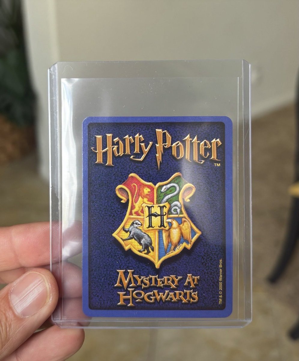 Jsteam04's tweet photo. @johnnydunn777 @beforethepop @CardPurchaser everybody focused on 2001 wotc Harry Potter- but the actual rookie card of Harry Potter is 2000 Harry Potter Mystery At Hogwarts released the year before….. we are so early….. https://t.co/hsazgp7xGM