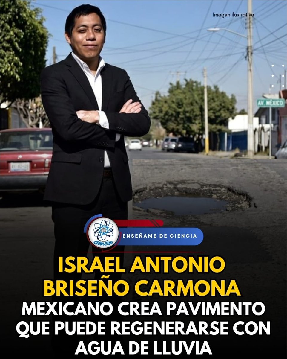 EnsedeCiencia's tweet photo. 🇲🇽🚨 Innovación mexicana: Israel Briseño creó PAFLEC, un pavimento con material de llantas recicladas capaz de regenerar fisuras al entrar en contacto con agua. ♻️
El proyecto ganó el James Dyson Award México 2019. https://t.co/XmBTyTlS82