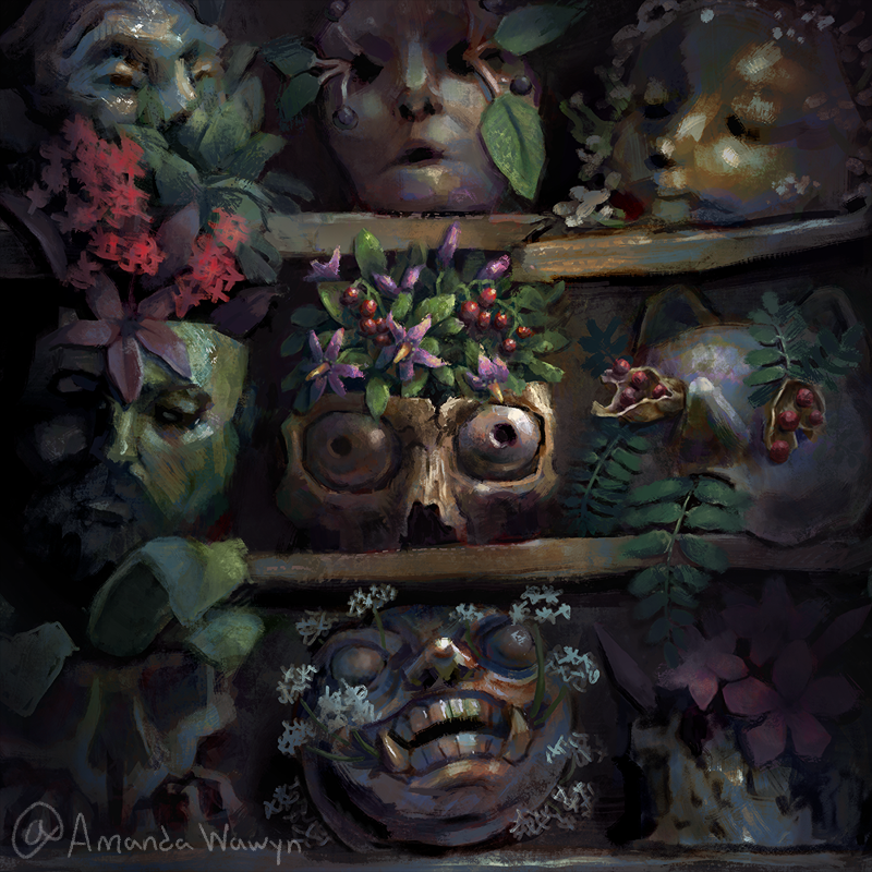 AmandaWawyn's tweet photo. Witch’s Garden, prompt one of Drawtober https://t.co/7lsLk4BXAR