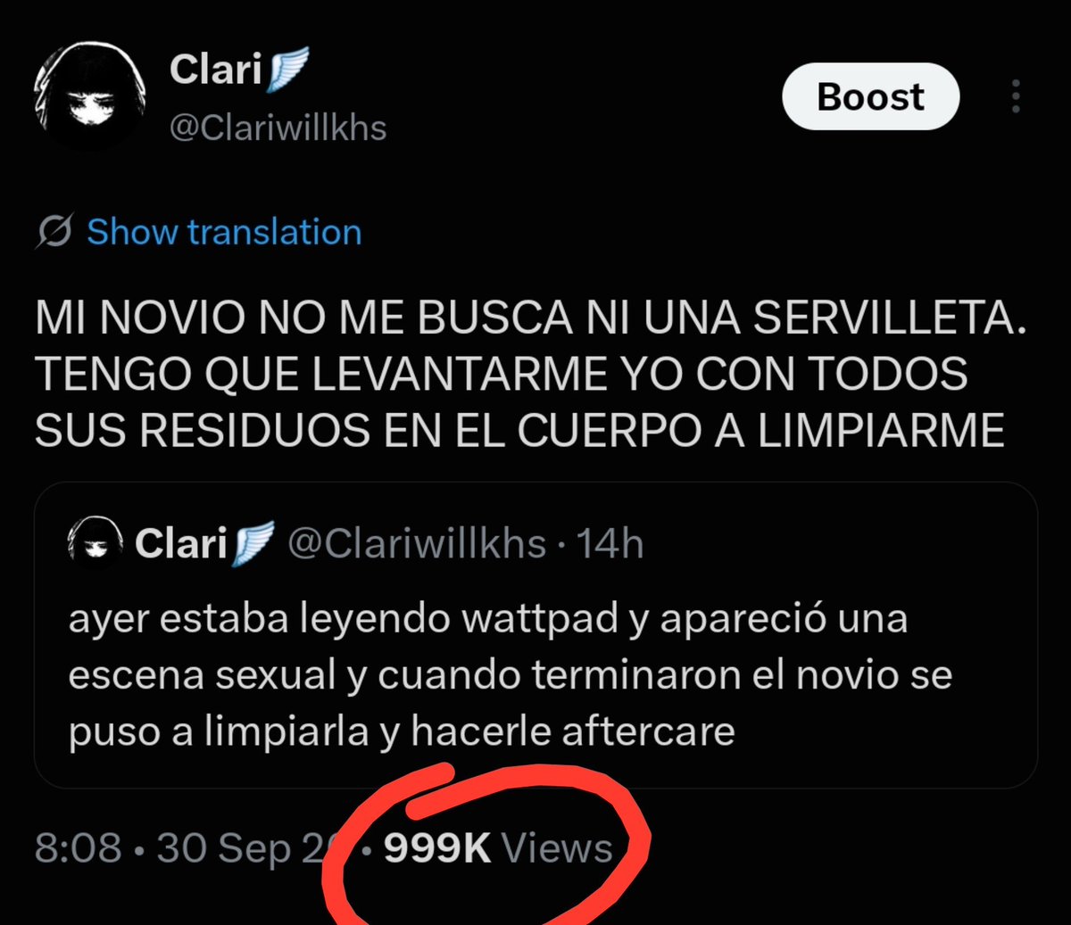 Clariwillkhs's tweet photo. ya casi llegamos al millon🤤 https://t.co/lYwmttvFco