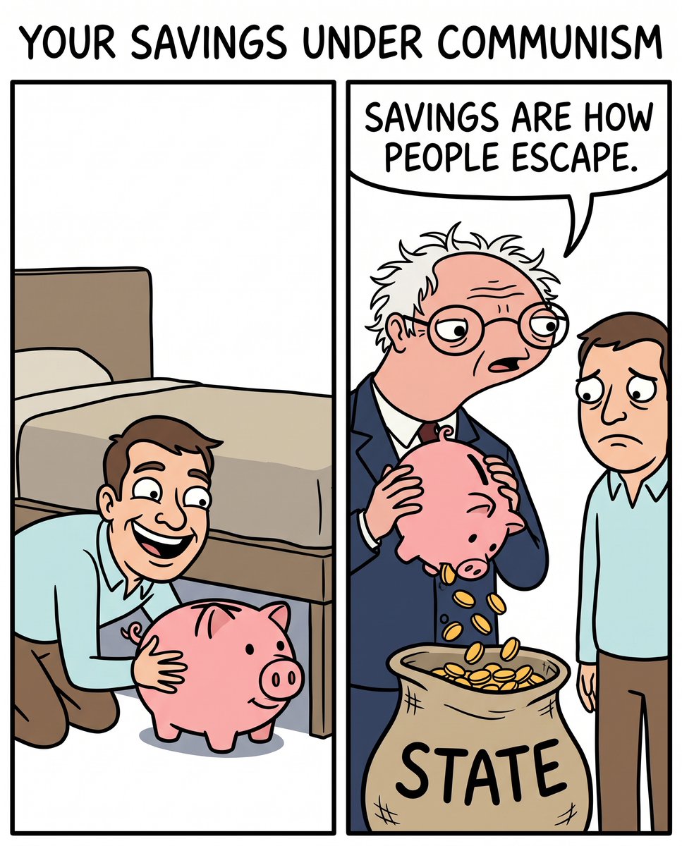 BurnieSendersX's tweet photo. comrades, stop saying socialism does not work

it is a success at making people dependent

under the plan we want that

no private property to fall back on
no savings to hide
no exit from the state

obedience is just equality with better manners ☭ https://t.co/bL4YamJkR0