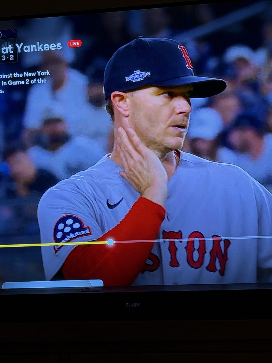 Raptor_Jay2025's tweet photo. Sonny Gray sticky substance on his neck!! https://t.co/fu3oxktuoU