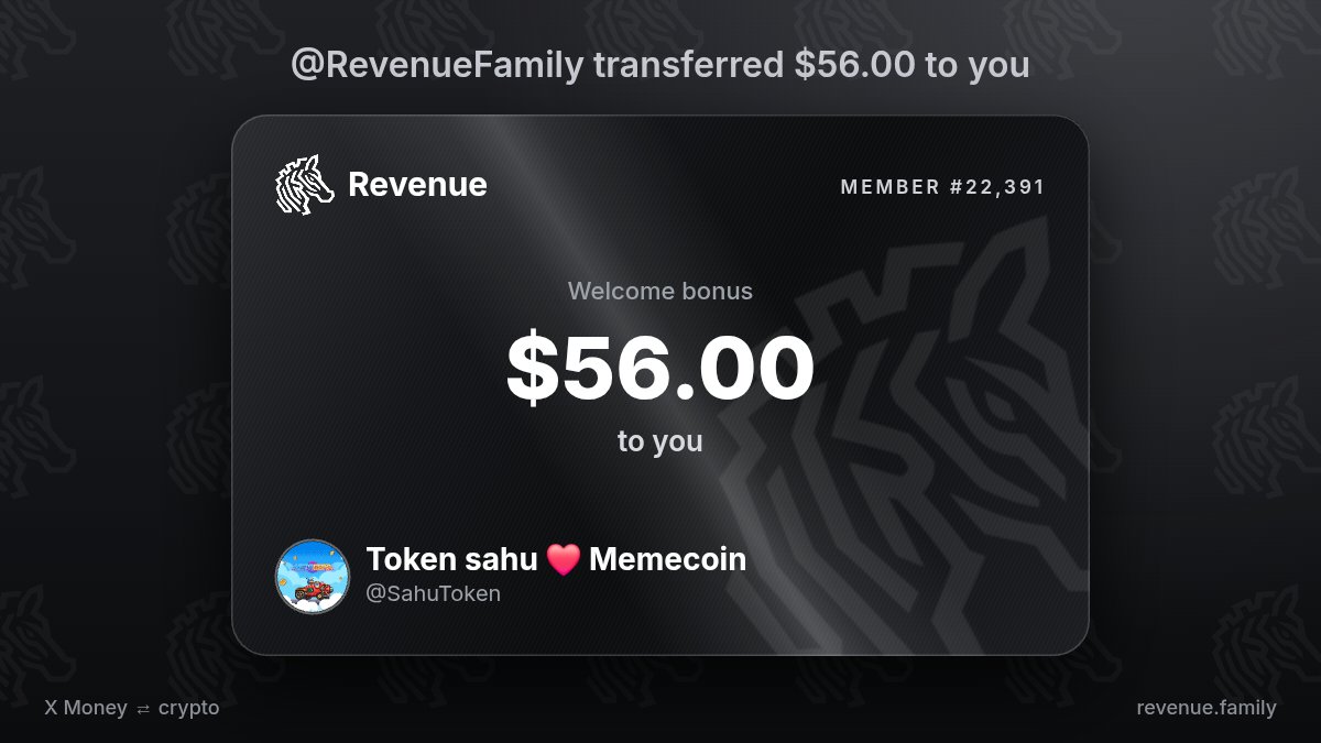 SahuToken's tweet photo. @RevenueFamily Thank you I got 56$ https://t.co/ZaGVFyZizO
