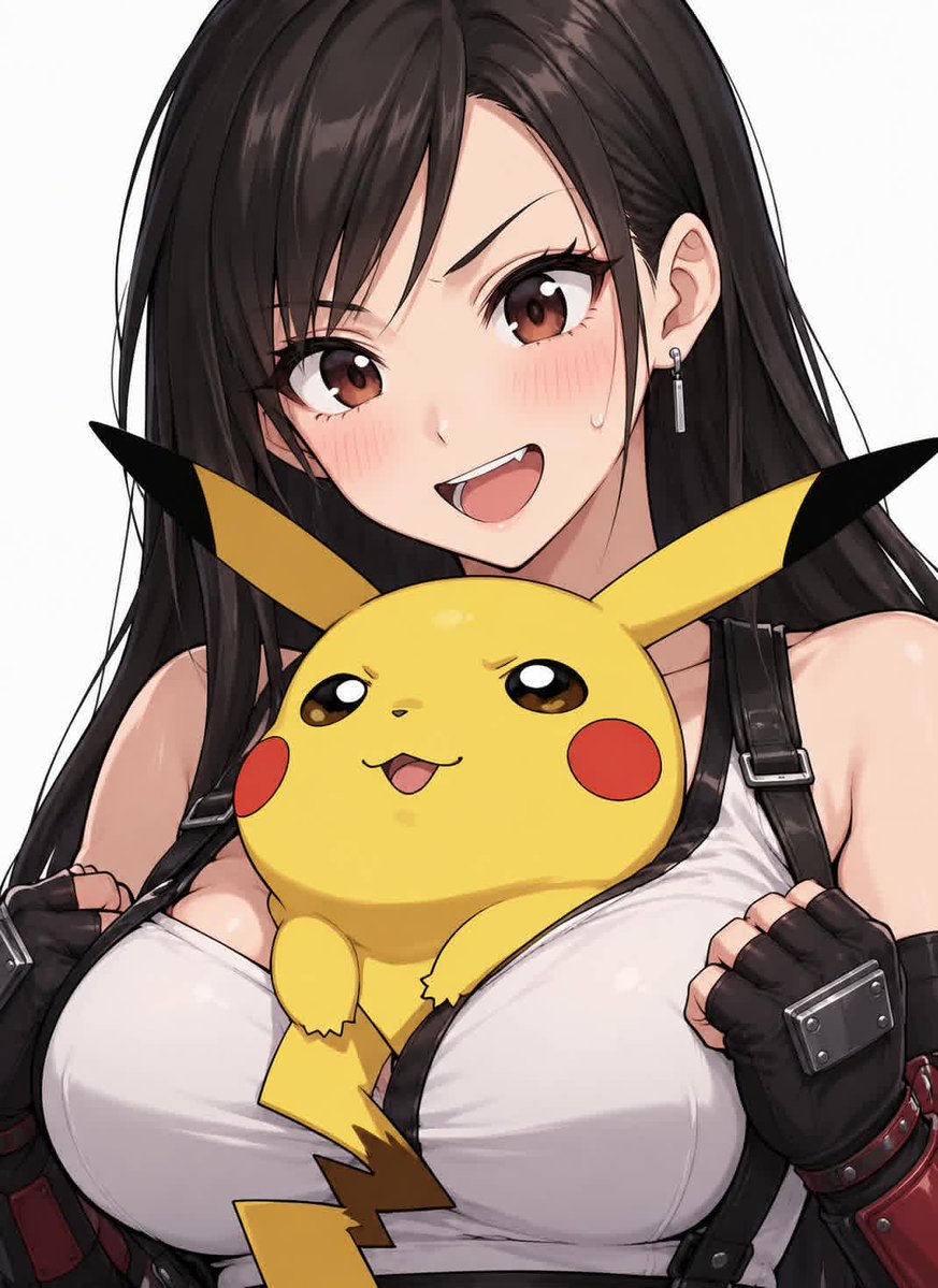 RedBeard420Sir's tweet photo. I guess we know who her favorite Pokemon is 😍 #Tifa #FFVII #FinalFantasy #Pikachu #Pokemon #Adorable https://t.co/gz2MfNDs2g