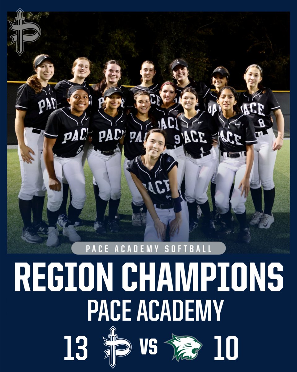 PaceKnights's tweet photo. Pace softball is REGION CHAMPS! Congrats to our student-athletes and coaches on this accomplishment. There's still a lot of good softball to come! #PK4L

--
@OfficialGHSA @scoreatlanta @High5Sports @11AliveSports @MaxPreps @ps_nation_ #fnl @AJCsports @WSBTVsports @kotrtpace https://t.co/RgkX9ITORc
