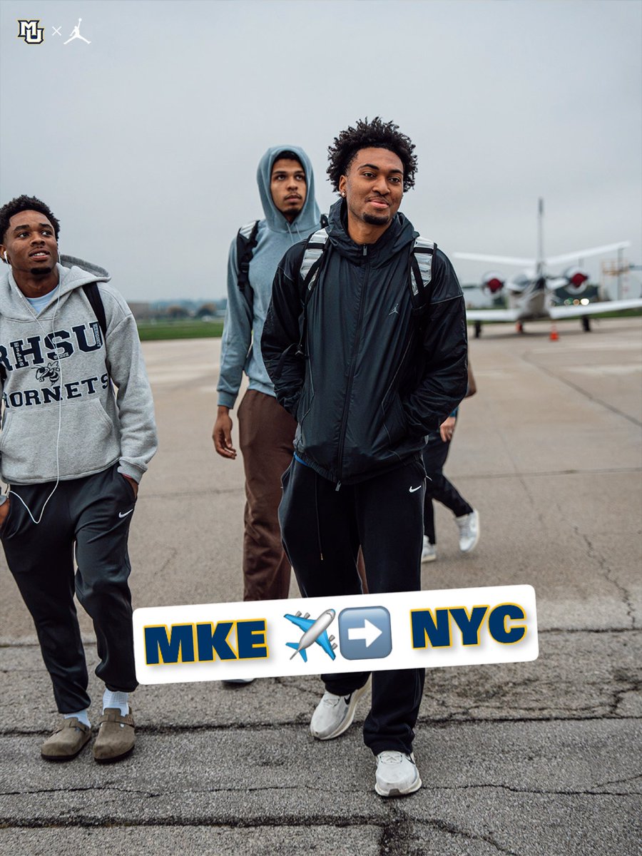 MarquetteMBB's tweet photo. Wheels up to New York🛫

#MUBB | #WeAreMarquette https://t.co/RMJJ0tN7zc
