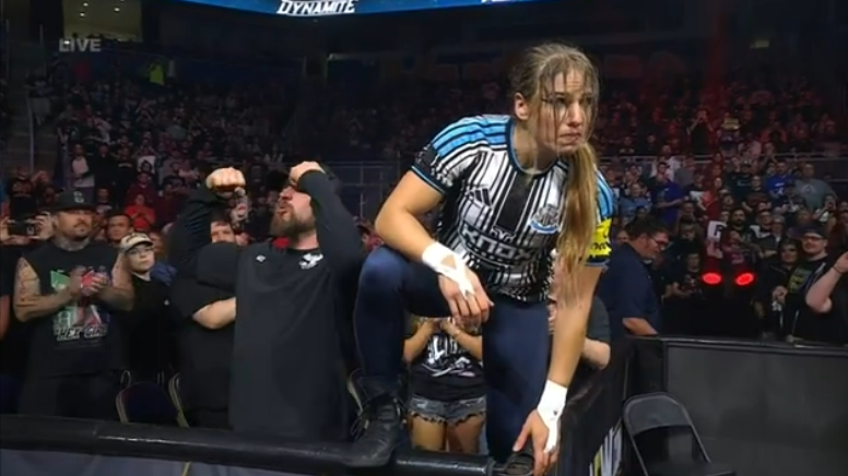 WrestleTalk_TV's tweet photo. Marina Shafir is wearing a Newcastle United shirt that PAC gifted her with her son's name on the back 🤍🖤 https://t.co/8gMwZSLTW8