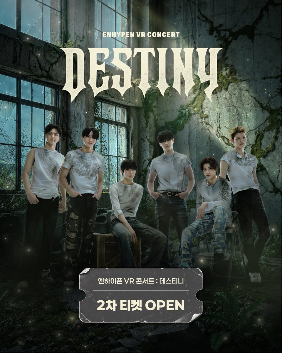 AMAZE_KR's tweet photo. <ENHYPEN VR CONCERT : DESTINY>

#엔하이픈 #VR콘서트  
#데스티니 2차 티켓 예매 오픈!💥

2차 상영 특전과
지점별 상영 종료일을 확인해보세요🖤

📍롯데시네마 월드타워
🗓️~2026.11.01(일)

📍롯데시네마 홍대입구
🗓️~2026.11.08(일)

🎟️지금 예매하기: 
🔗https://t.co/3KdCYQHoF1

#ENHYPEN #DESTINY #데스티니
#ENHYPEN_VRConcert #브이알콘서트