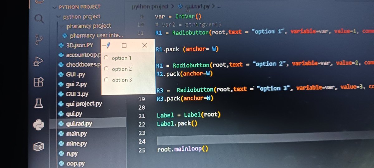 awhin34962's tweet photo. Day 10 of #100DaysOfCode 🚀
Today I learned how to use **Radio Buttons in Python Tkinter** and how they allow users to select one option from multiple choices.

Slowly building my Python skills every day. 💻🐍

#Python #Tkinter #100DaysOfCode https://t.co/6npLZ6XYwV