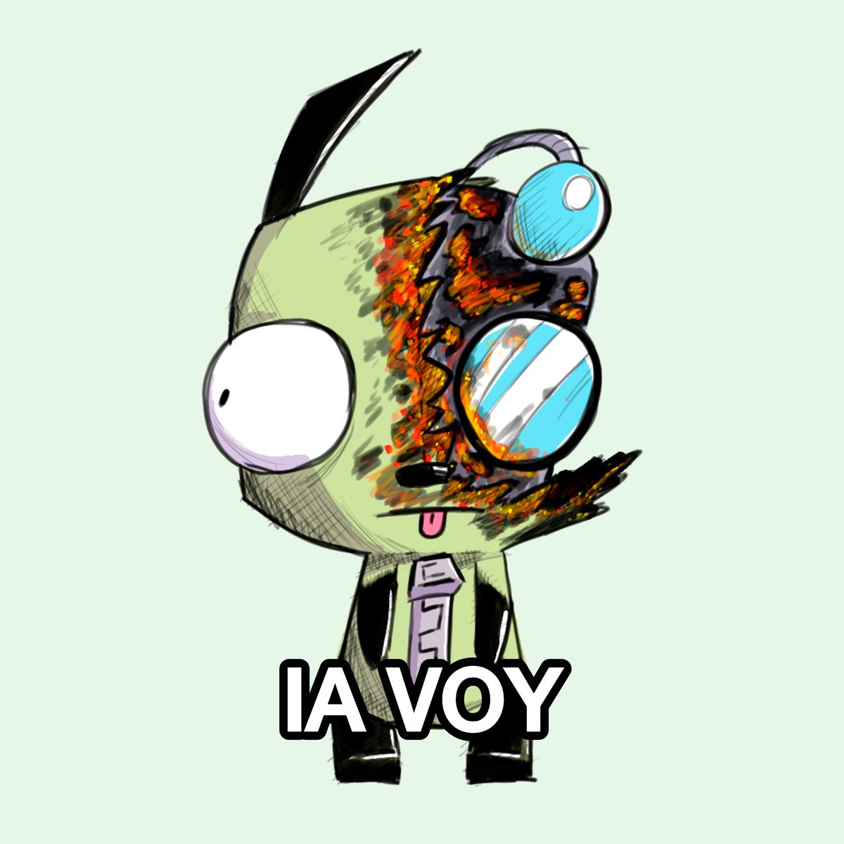 Mistabowsy's tweet photo. GIR cuando ZIM le comanda que pateé a Dib en las bolas:

#Meme #InvaderZim https://t.co/t97nfI13ss