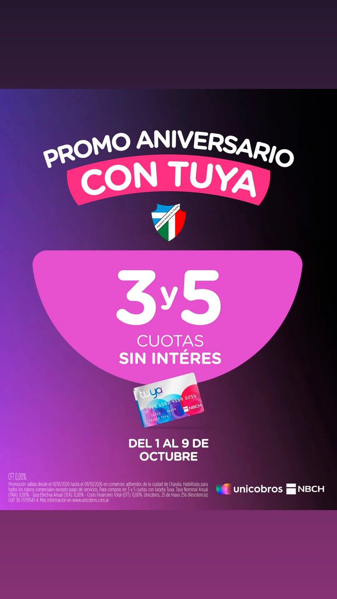 AsocItalianaCh's tweet photo. Temporada de pileta 2026-2027

Adquiri tu temporada en la secretaría  del club 

Promoción en 3 y 5 cuotas sin interes con Tuya NBCH https://t.co/VvDrLby6p2