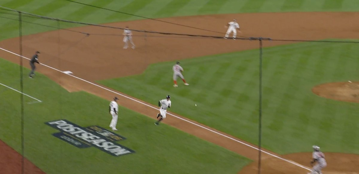 JonAlba's tweet photo. Ben Rice is halfway down the 3B line, and the ball is already ahead of him.

Just an atrocious send. https://t.co/QjFqxtZ4qa