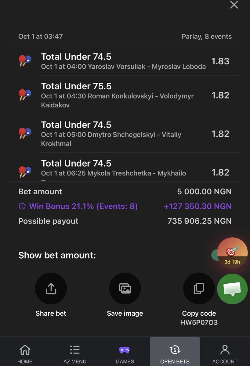 WorldJbm's tweet photo. 120 odds 🏓 on surebet247 

HW5P07O3 https://t.co/lgmhtCdvzS