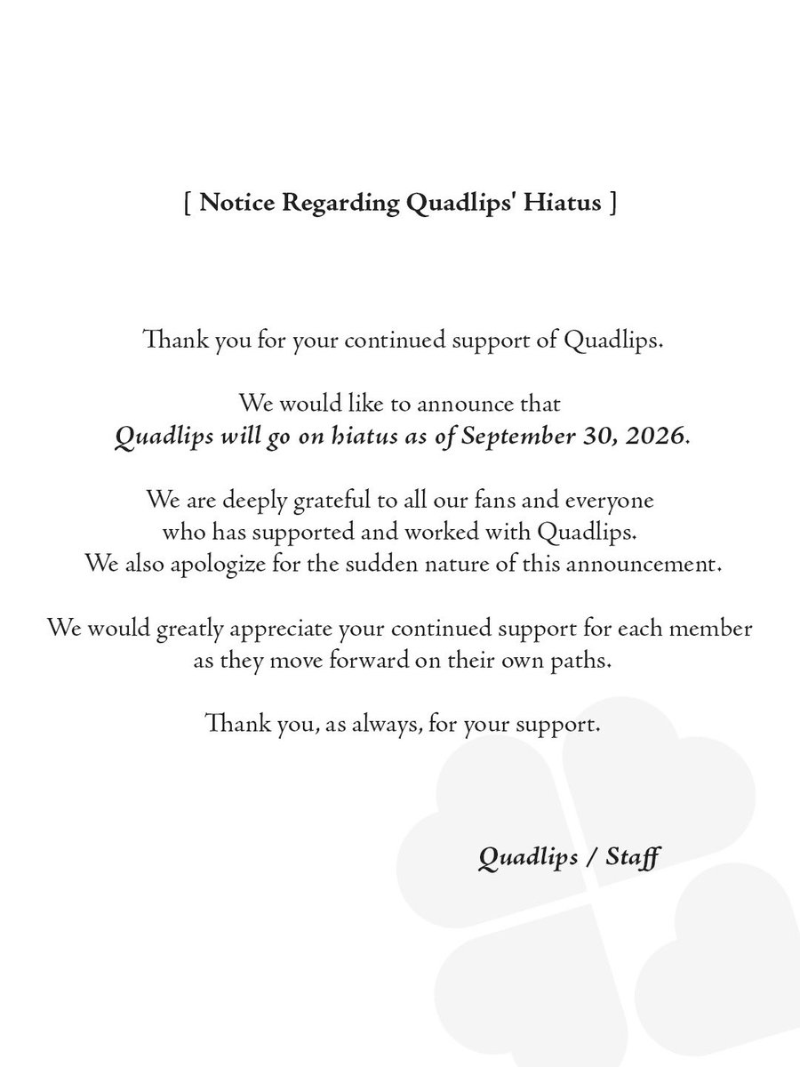 quadlips_staff's tweet photo. 【Quadlipsから大切なお知らせ】 https://t.co/AEKxam89LE