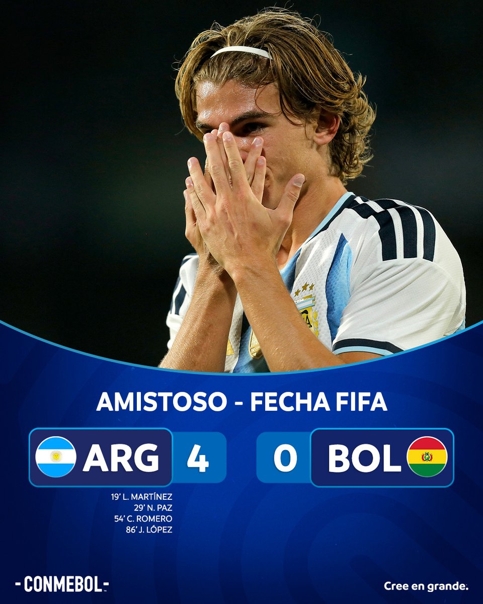 CONMEBOL's tweet photo. ¡Goleada de @Argentina en Córdoba! 🔚🇦🇷 https://t.co/HoXbvjPaAS