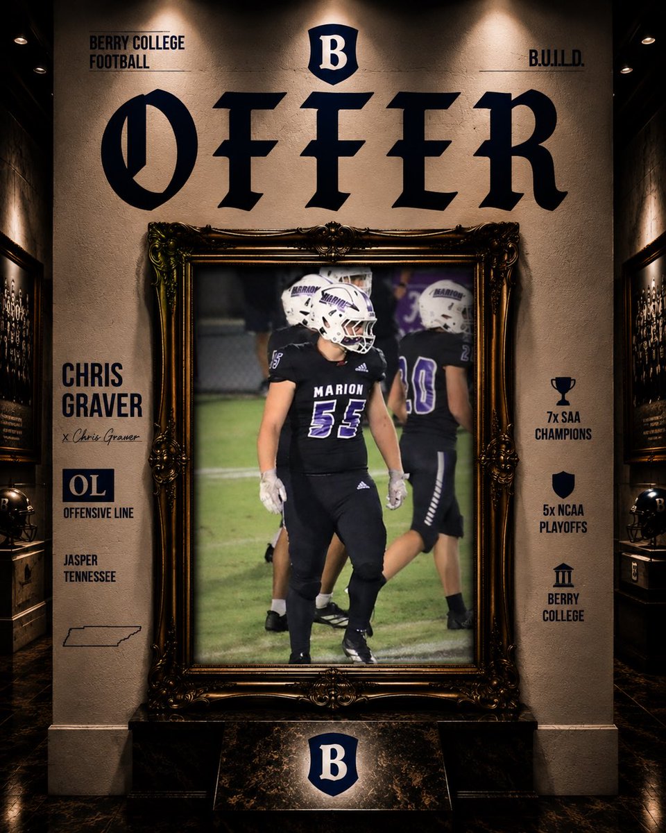 ChrisGraver55's tweet photo. After some great phone calls from @BCCoachK and @CoachJohnSikora , I am blessed to say that I have received an offer to play for @BerryFootball #AGTG 
@Starkey2K12 @CoachKWhitson @MCWarriors1 https://t.co/Jvz3ZDFd23