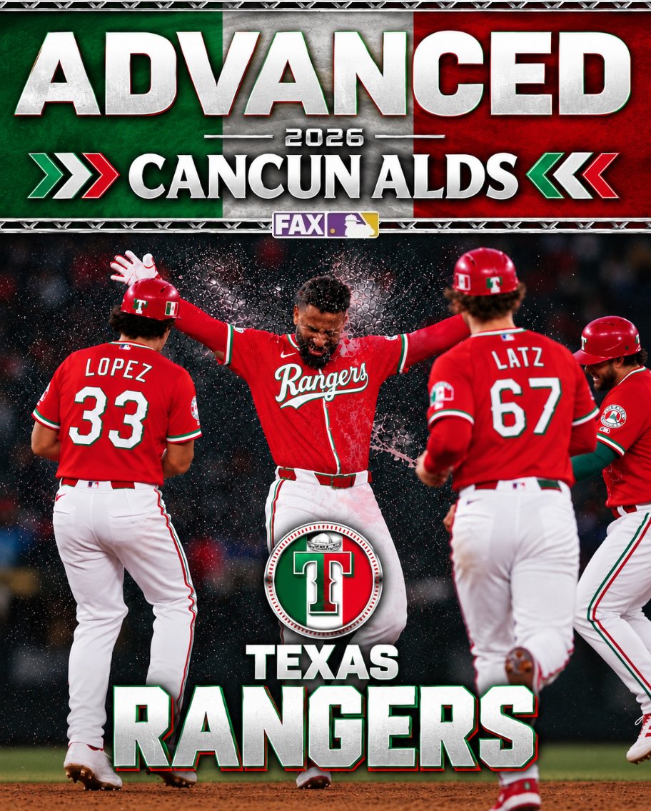 MLBONFAX's tweet photo. TEXAS BASEBALL IS STAYING IN CANCUN

RANGERS ARE ALDS BOUND! #CLINCHED https://t.co/XCAUtFDZix