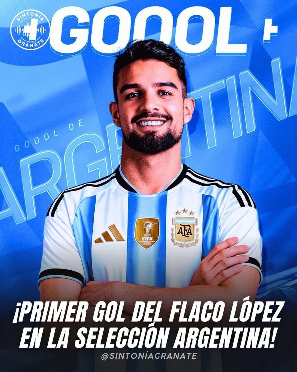 SintoniaGranate's tweet photo. 🇱🇻🇦🇷 ¡Grande, Flaco!, primero gol de José Manuel López con la selección Argentina, estableciendo el 4-0 sobre Bolivia, en el primer amistoso de fecha FIFA. 

Cuánto futuro…¡de Cabrero y Guidi al mundo! https://t.co/teT0GxGMwa
