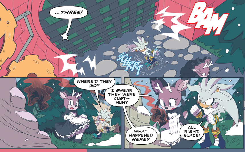 streak_of_blue's tweet photo. I dont care what people will say. Blaze was great in this issue. She distracted Blackwood, she left a trail for Silver to follow, she stood up for not just herself, but her entire empire, and got a got hit in on Blackwood.

idk how anyone can see this as a bad portrayal. https://t.co/9sBMWRWtKA