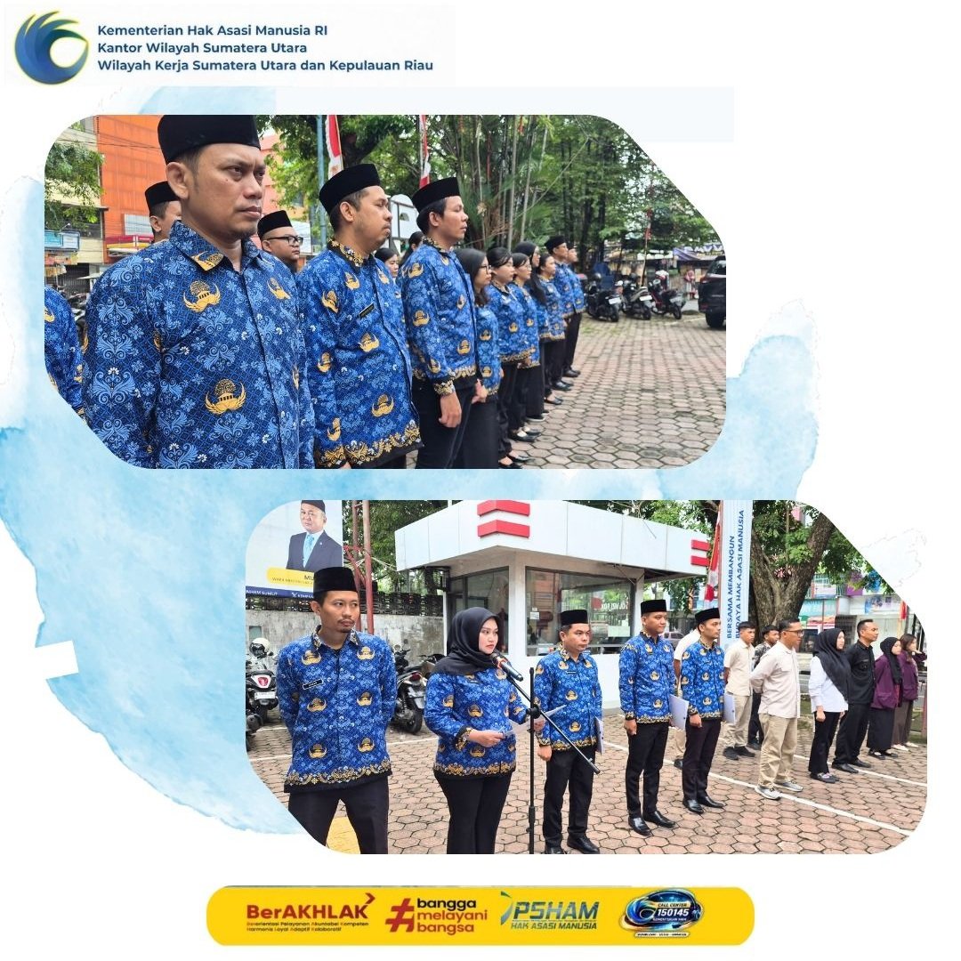 Kemenham_Sumut's tweet photo. Kanwil KemenHAM Sumut Teguhkan Semangat Pancasila dalam Pelaksanaan Tugas dan Pelayanan HAM https://t.co/fXIsqnRN9r