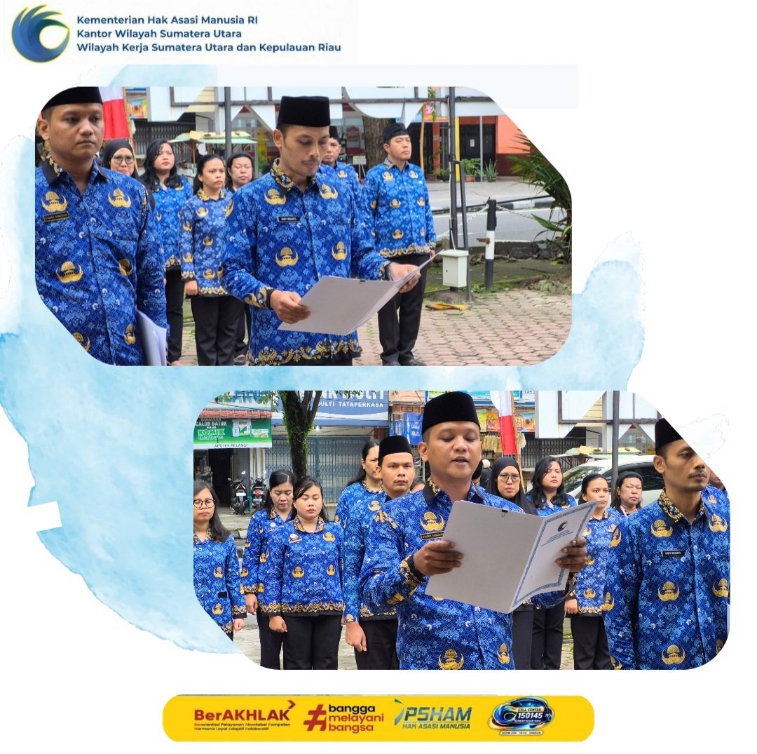 Kemenham_Sumut's tweet photo. Kanwil KemenHAM Sumut Teguhkan Semangat Pancasila dalam Pelaksanaan Tugas dan Pelayanan HAM https://t.co/fXIsqnRN9r