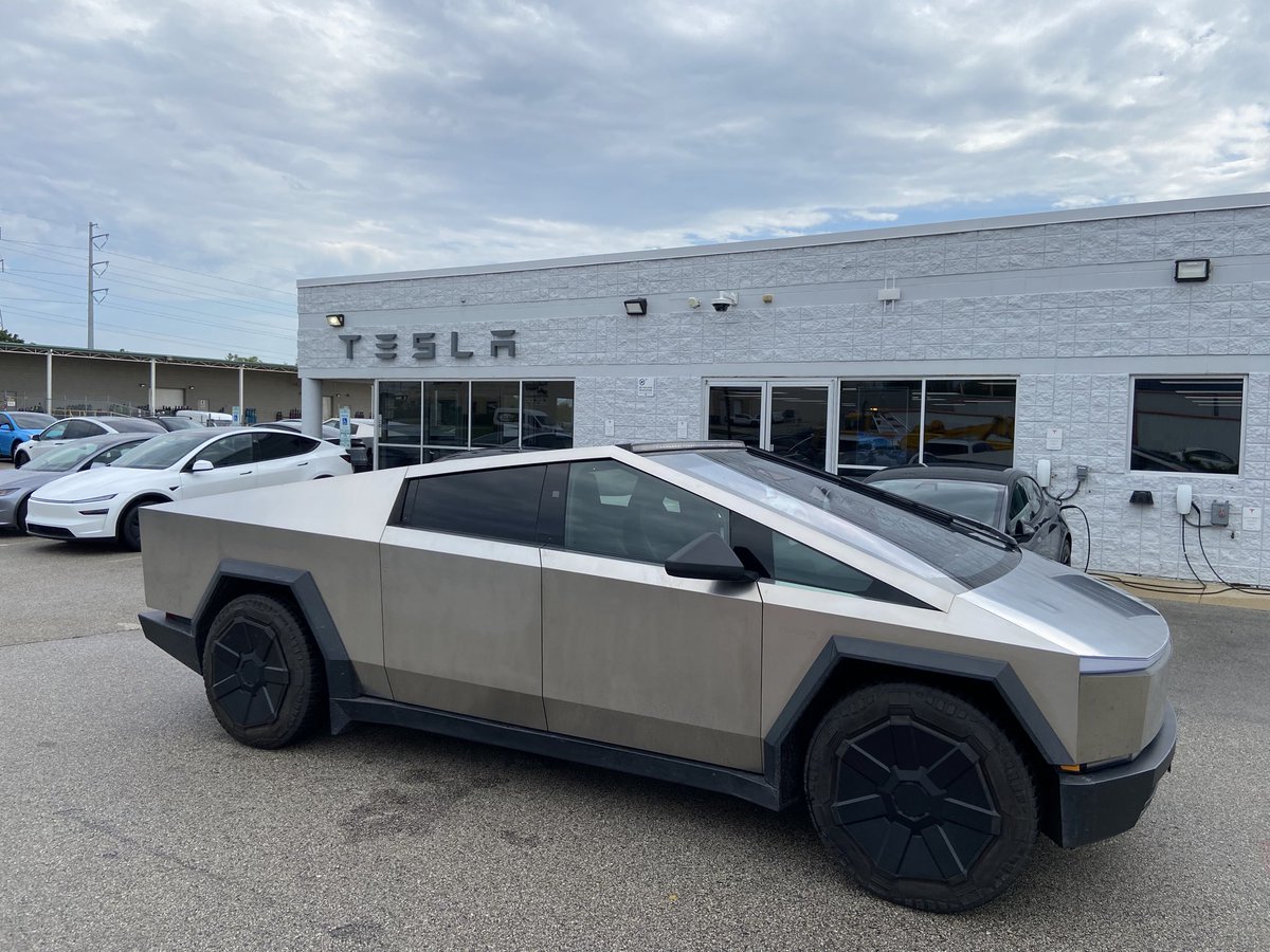 Cyberbeast701's tweet photo. Owning a Tesla provides so many advantages that people never understand until they experience it.  It literally makes your entire life better. 

We were driving through Wisconsin on a Tuesday when an error message appeared on the screen. A right rear brake fault was causing auto hold to not work. 

We were just a few miles from a charger we were stopping at anyway. At the charger, we completed a service request from the Tesla app. 

We contacted the nearest Tesla service center in Madison by phone who confirmed the issue remotely while we were driving and handed us to the service center in Milwaukee which was our destination. 

Milwaukee got the part and got us in with a loaner car the on Thursday, the day we were scheduled to leave Milwaukee anyway,

This was so much more convenient for us because our own Tesla service center is about 4 hours away on a good day. 

Yes it was an inconvenience but having Tesla remotely diagnose your issue while you’re driving and get parts ordered and delivered within the following service day to the destination you are driving to, makes you feel like you are living in the future; because you are. 

This would have been significantly worse in literally any other vehicle. 

Huge shout out to the Tesla Service Center Team in Milwaukee.  You made a what could have completely derailed our anniversary celebration into a minor inconvenience and saved us a complete day if we had to try to repair this at home. 

We love our @cybertruck ❤️