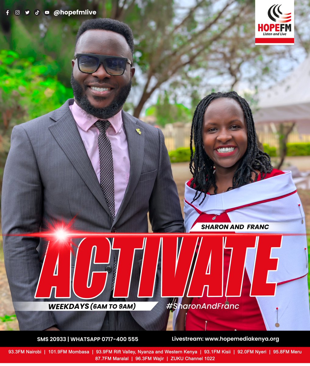 HopeFMLive's tweet photo. Happy new month! Let's throw it back in style this Thursday! And guess who's back? 👀
Welcome to the ultimate throwback experience on #Activate with @Favoured_Franc and @sharon_Naitore.
Where are you locked in from?
#SharonAndFranc #ListenAndLive https://t.co/vBnOHp6bxp